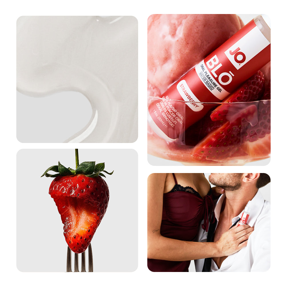 JO Blo Strawberry - Strawberry Flavoured Oral Pleasure Gel - 30 ml Bottle