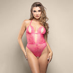 OPULENCE Crotchless Pearl Teddy SM - Pink - S/M Size