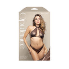 OPULENCE Halter Top & Crotchless Pearl Panty ML - Chocolate - M/L Size
