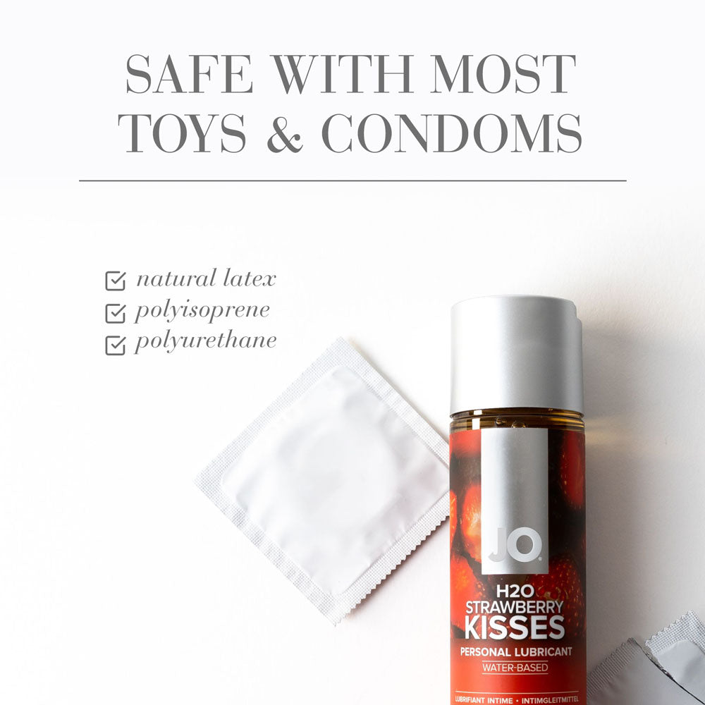 JO H2O Strawberry Kisses Lube - 120 mL - Strawberry Flavoured Water Based Lubricant - 120 ml Bottle