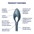 Satisfyer Bullseye - Navy - Navy Vibrating Adjustable Lasso Cock Ring