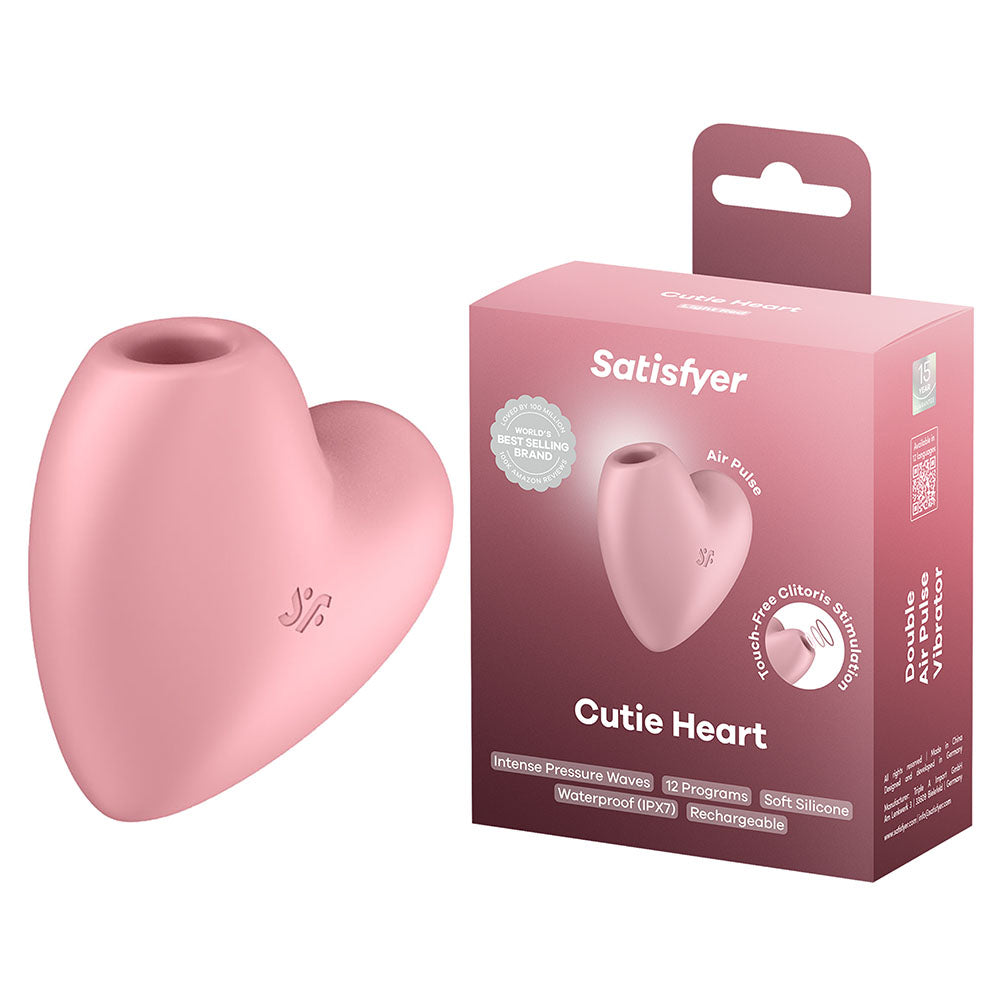 Satisfyer Cutie Heart - Light Pink - Light Pink USB Rechargeable Air Pulsation Stimulator with Vibration