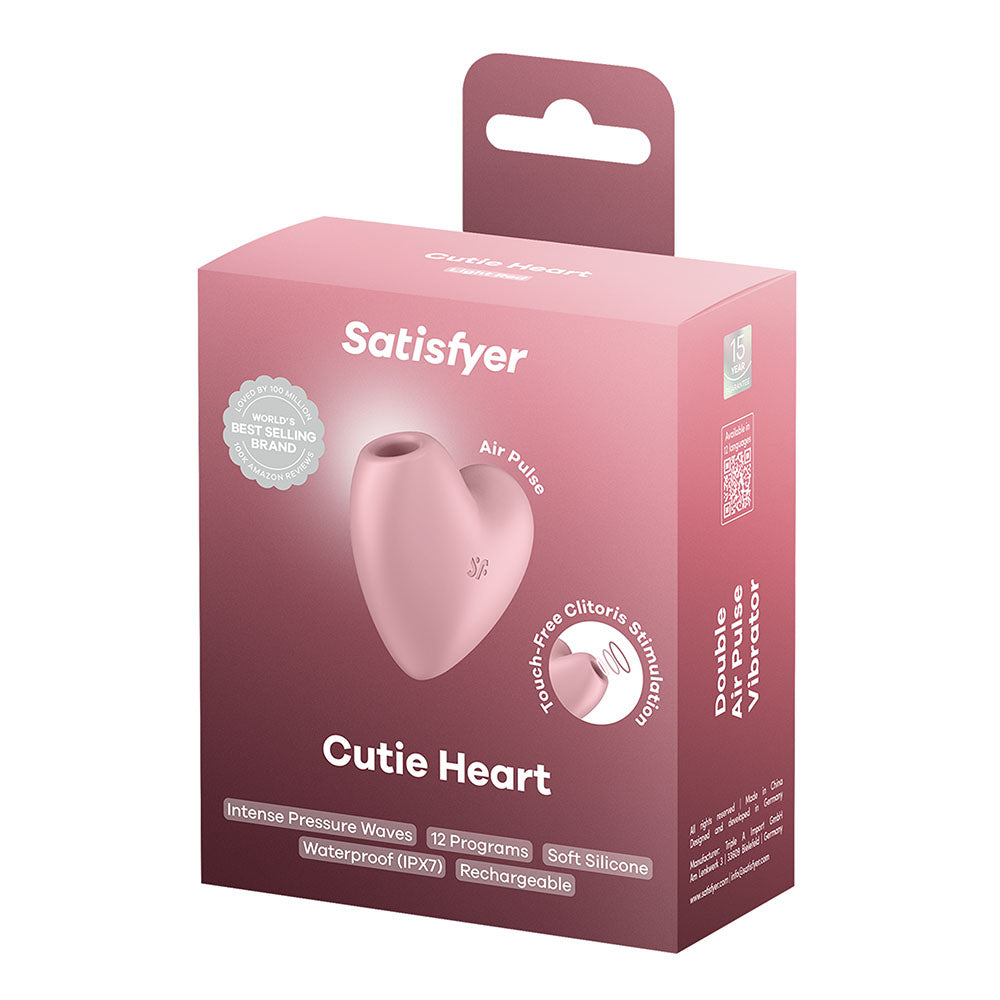 Satisfyer Cutie Heart - Light Pink - Light Pink USB Rechargeable Air Pulsation Stimulator with Vibration