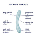 Satisfyer G-Spot Wave 2 - Ice Blue - Ice Blue 23.6 cm USB Rechargeable Flicking Tip Vibrator