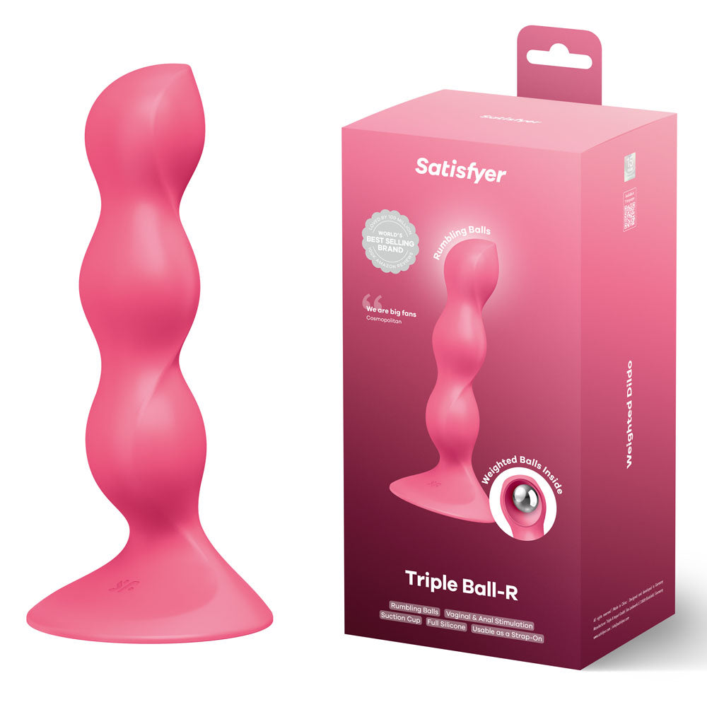 Satisfyer Triple Ball-R - Red - Red 18 cm Beaded and Weighted Dildo