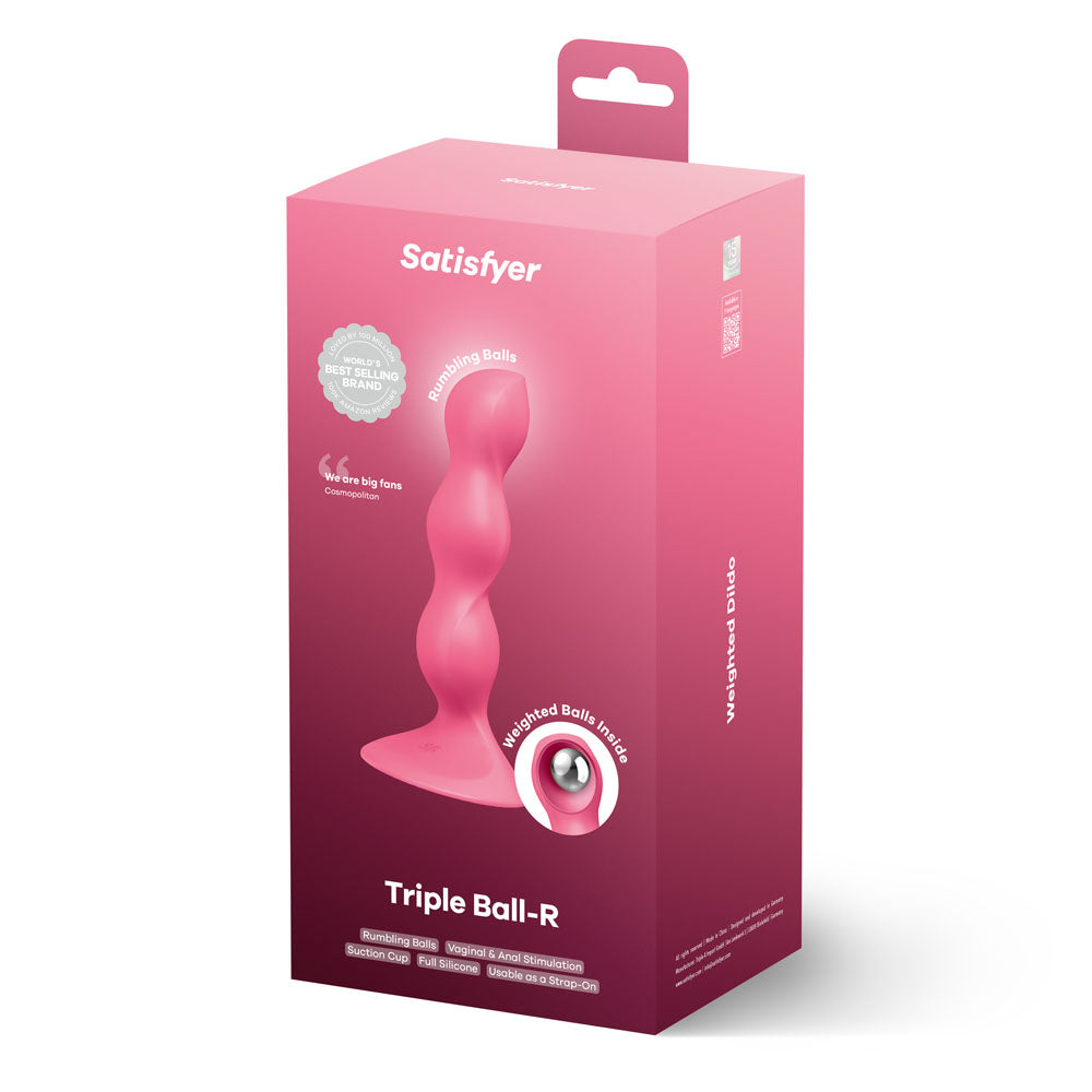 Satisfyer Triple Ball-R - Red - Red 18 cm Beaded and Weighted Dildo