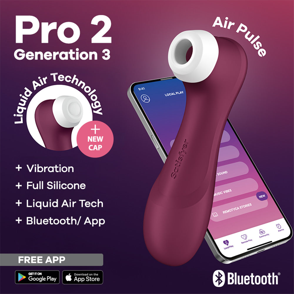Satisfyer Pro 2 Generation 3 with App Control - Wine Red - Wine Red Touch-Free USB-C Rechargeable Clitoral Stimulator