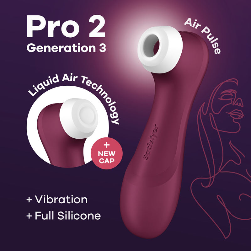 Satisfyer Pro 2 Generation 3 - Wine Red - Wine Red Touch-Free USB-C Rechargeable Clitoral Stimulator