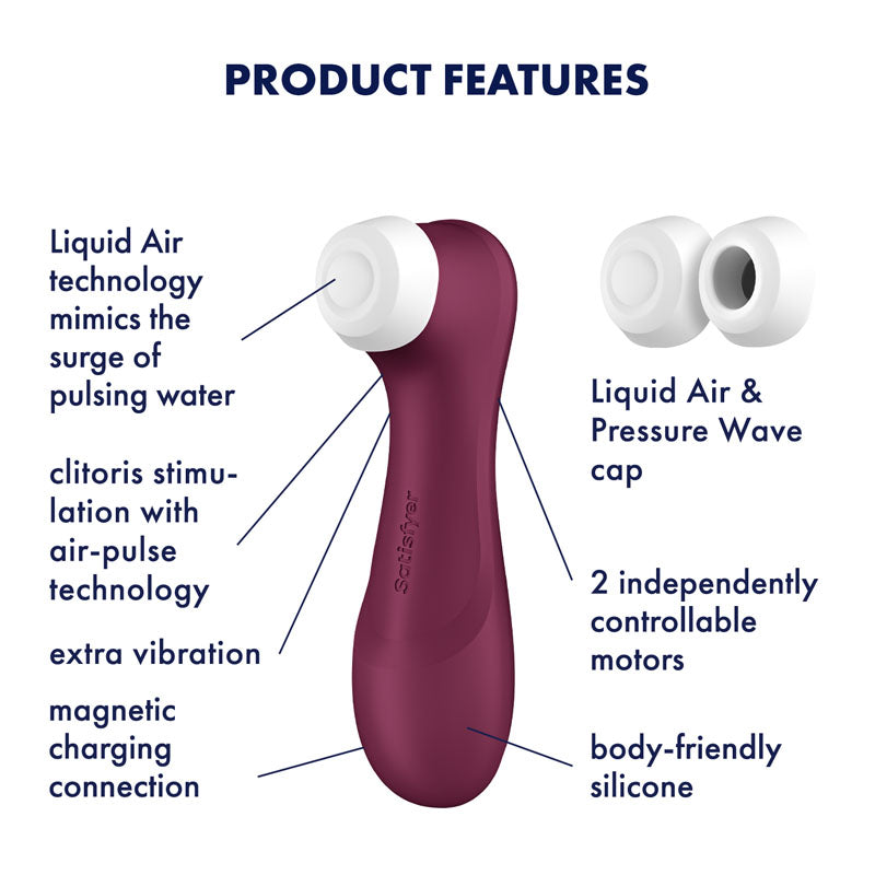 Satisfyer Pro 2 Generation 3 - Wine Red - Wine Red Touch-Free USB-C Rechargeable Clitoral Stimulator