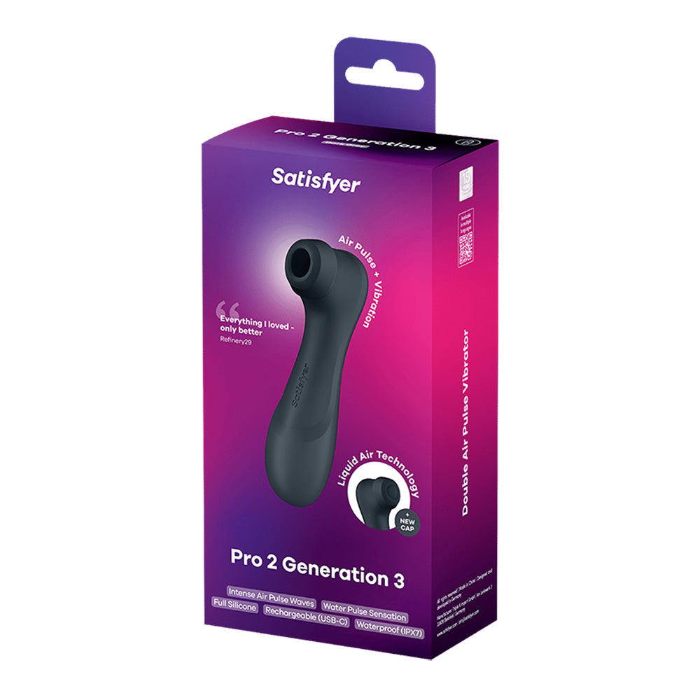 Satisfyer Pro 2 Generation 3 - Dark Grey - Dark Grey Touch-Free USB-C Rechargeable Clitoral Stimulator