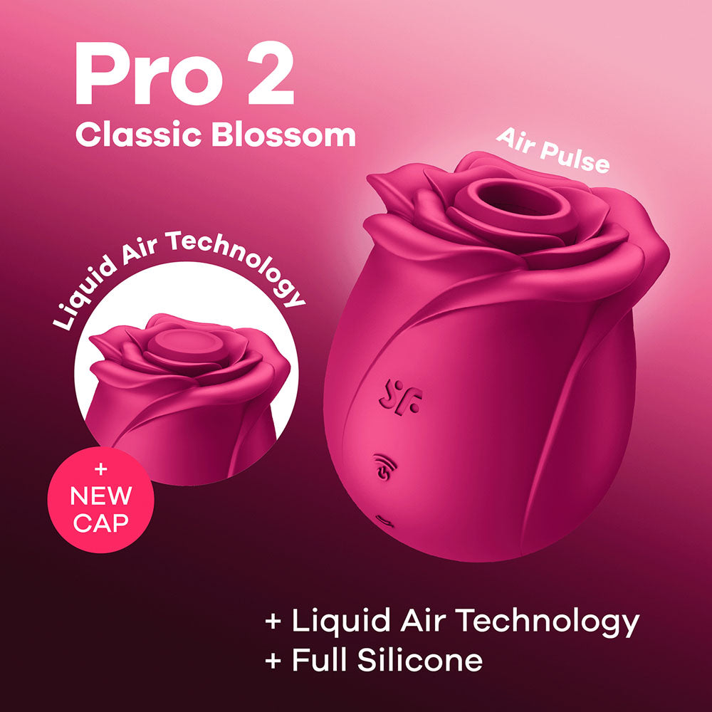 Satisfyer Pro 2 Classic Blossom - Red USB-C Rechargeable Air Pulse Rose Stimulator