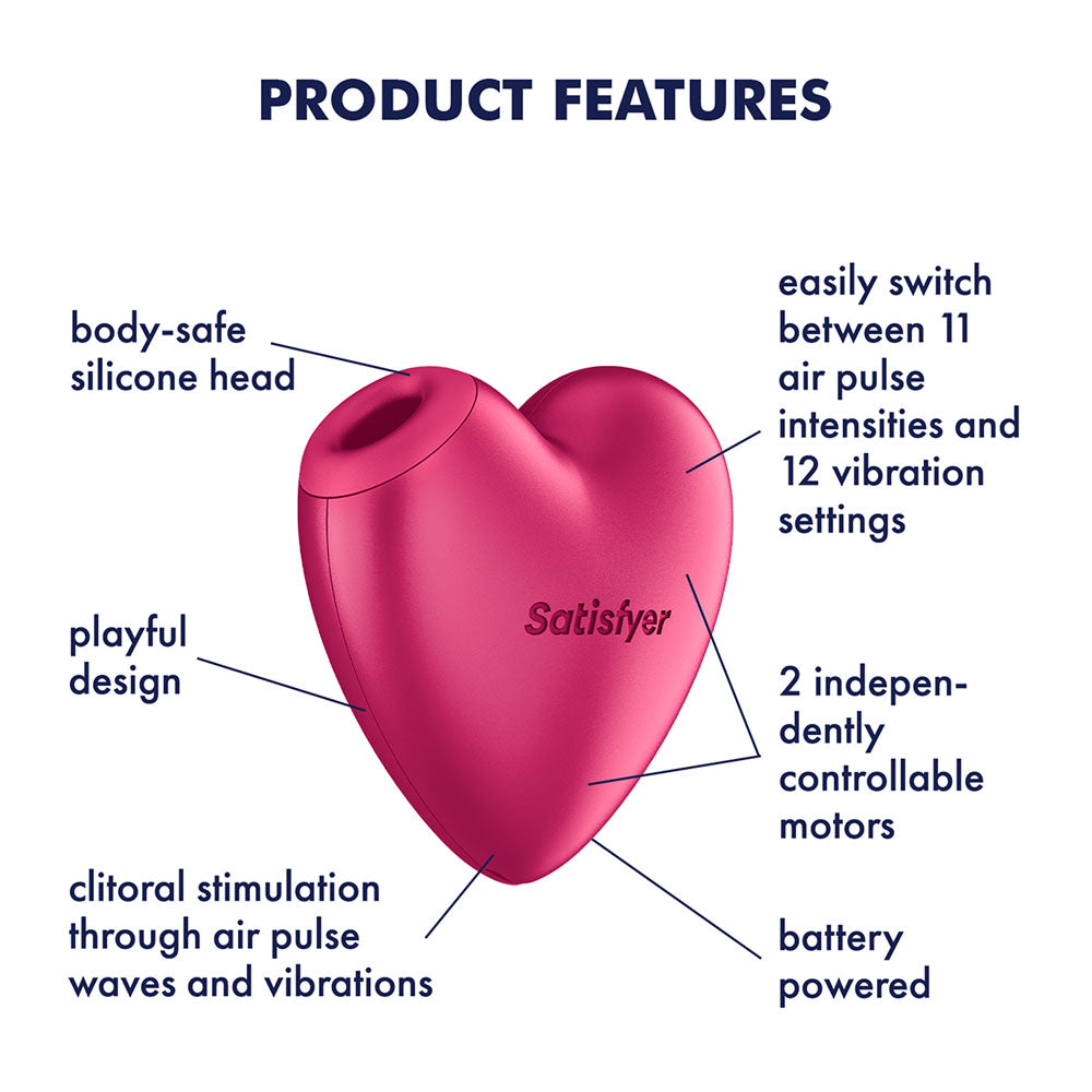 Satisfyer Cutie Heart - Battery Operated - Pink Air Pulsation Stimulator with Vibration