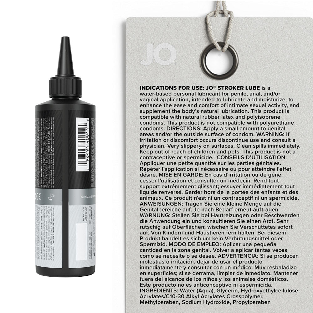JO Stroker Lube - 240ml - Water Based Stroker Lubricant - 240 ml Bottle