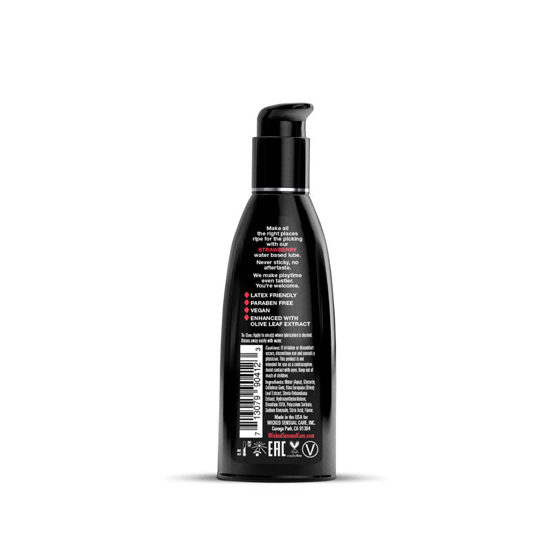 Wicked Aqua Strawberry - Strawberry Flavoured Water Based Lubricant - 60 ml (2 oz) Bottle