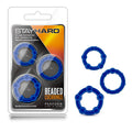 Stay Hard Beaded Cockrings - Blue Cock Rings - Set of  3 Sizes