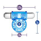Stay Hard 10-Function Vibrating Bull Ring - Blue Vibrating Cock Ring