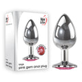 Adam & Eve Pink Gem Anal Plug - Large - Silver Large cm Metal Butt Plug with Pink Gem