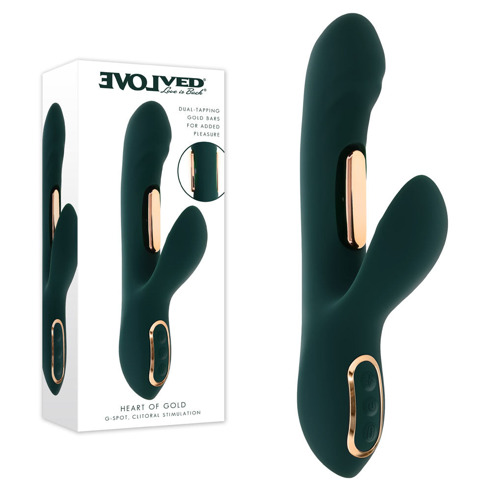 Evolved HEART OF GOLD - Green USB Rechargeable Rabbit Vibrator