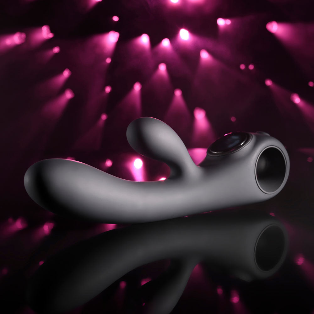 Evolved BLACK MAGIC - Black 20 cm USB Rechargeable Rabbit Vibrator with LED Screen