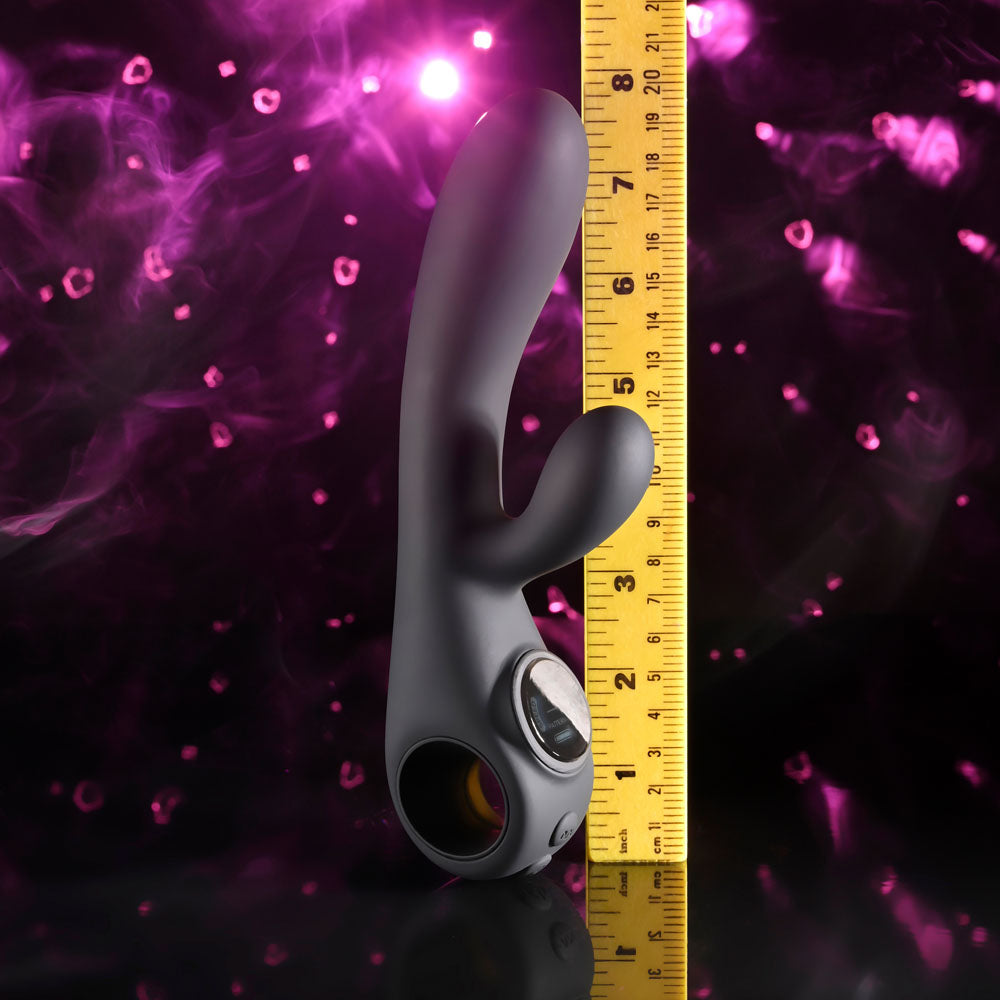 Evolved BLACK MAGIC - Black 20 cm USB Rechargeable Rabbit Vibrator with LED Screen