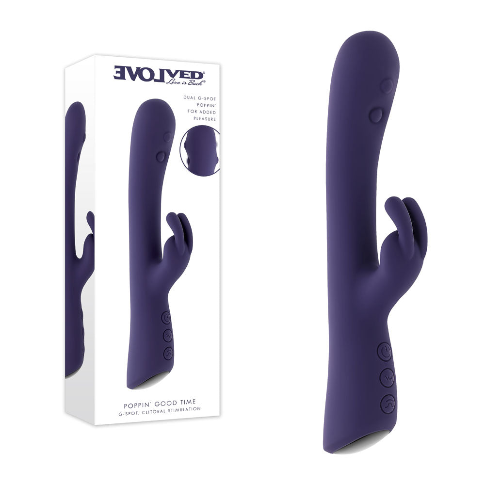 Evolved POPPIN GOOD TIME - Purple 20 cm USB Rechargeable Rabbit Vibrator