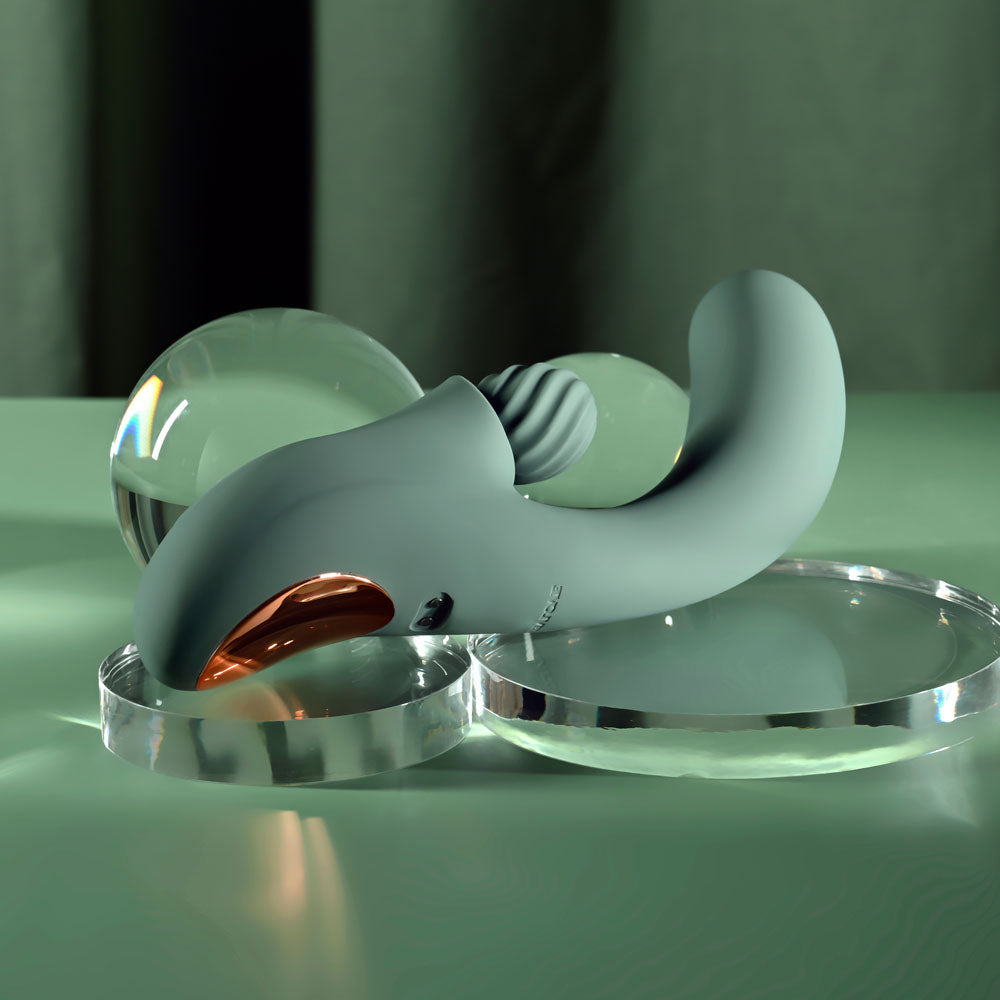 Evolved SPIRAL CHARM - Green 18 cm USB Rechargeable Rabbit Vibrator