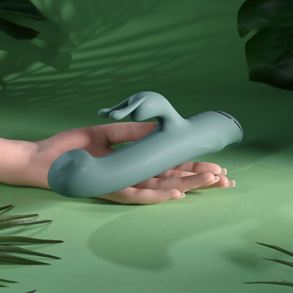 Evolved SATIN SWIRL - Green 23 cm USB Rechargeable Rabbit Vibrator with Swirling Head