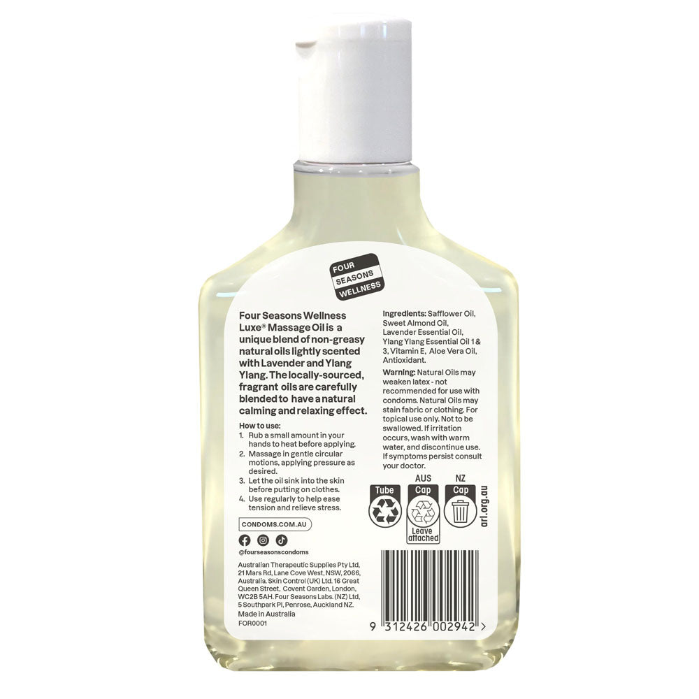Four Seasons Luxe Massage Oil - Ylang & Lavender Massage Oil - 150 ml Bottle