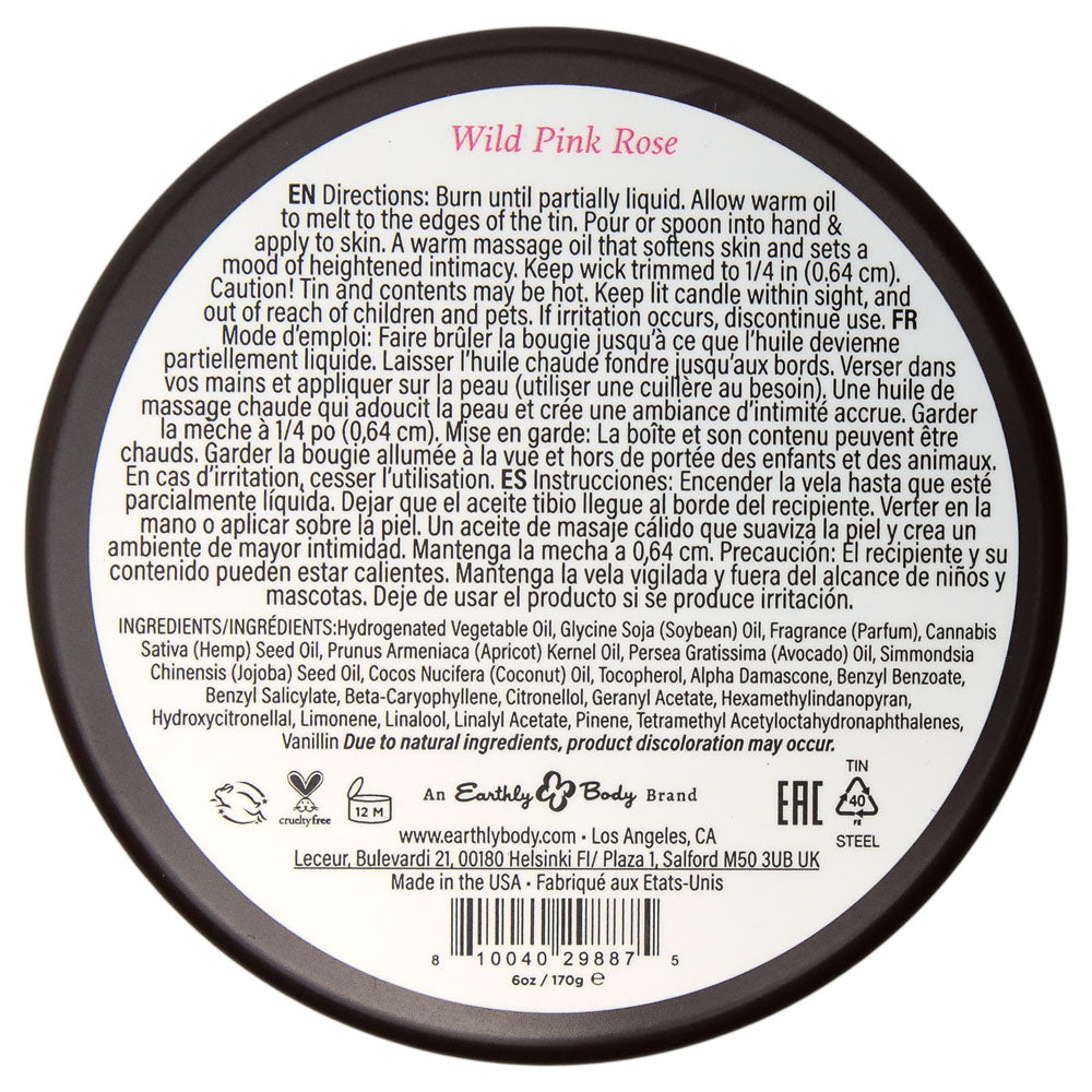 EB Aphrodisiac Massage Candle - Wild Pink Rose - Wild Pink Rose Scented Massage Candle - 170 g