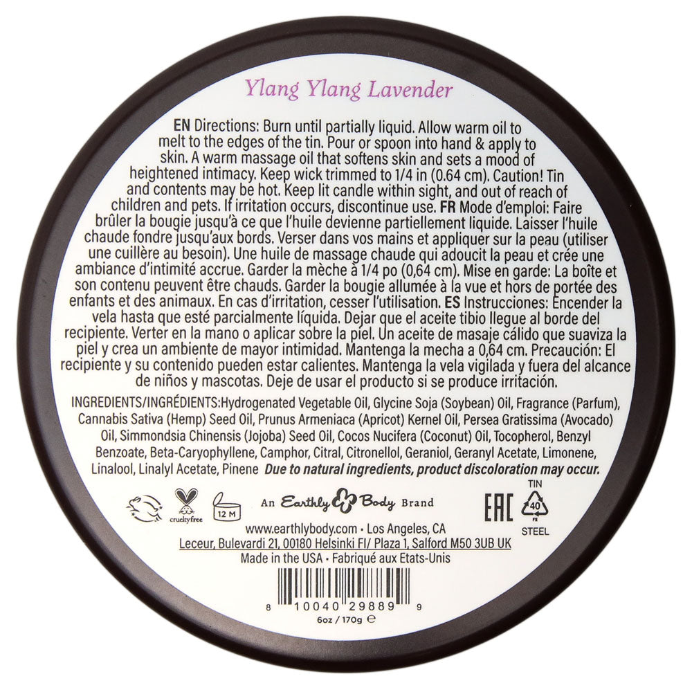 EB Aphrodisiac Massage Candle - Ylang Ylang Lavender - Ylang Ylang Lavender Scented Massage Candle - 170 g