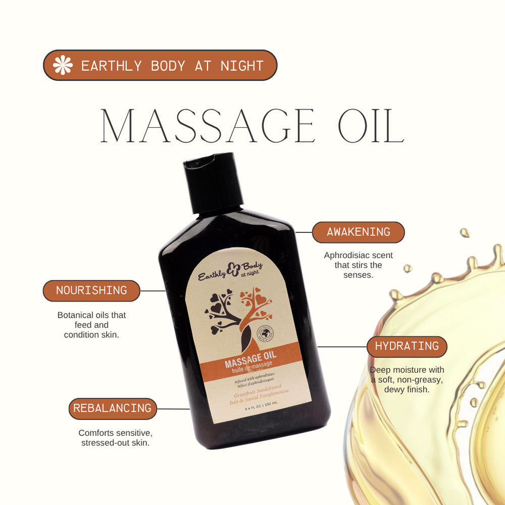 EB Aphrodisiac Massage Oil GRAPEFRUIT SANDALWOOD - 250 ml - Grapefruit Sandalwood Scented Massage Oil - 250 ml Bottle