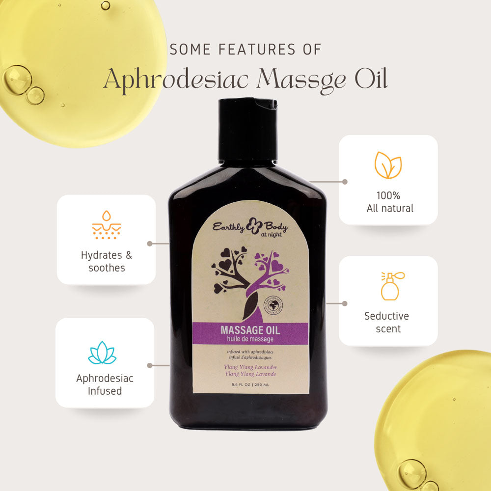 EB Aphrodisiac Massage Oil YLANG YLANG LAVENDER - 250 ml - Ylang Ylang & Sandalwood Scented Massage Oil - 250 ml Bottle
