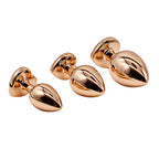 Adam & Eve ROSE GOLD HEART GEM ANAL TRAINING SET - Rose Gold Metal Anal Plugs with Pink Gem Bases - Set of 3 Sizes
