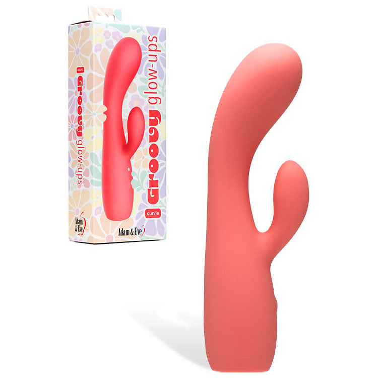 Adam & Eve GROOVY GLOW-UPS Curvie - Pink 17.8 cm USB Rechargeable Rabbit Vibrator