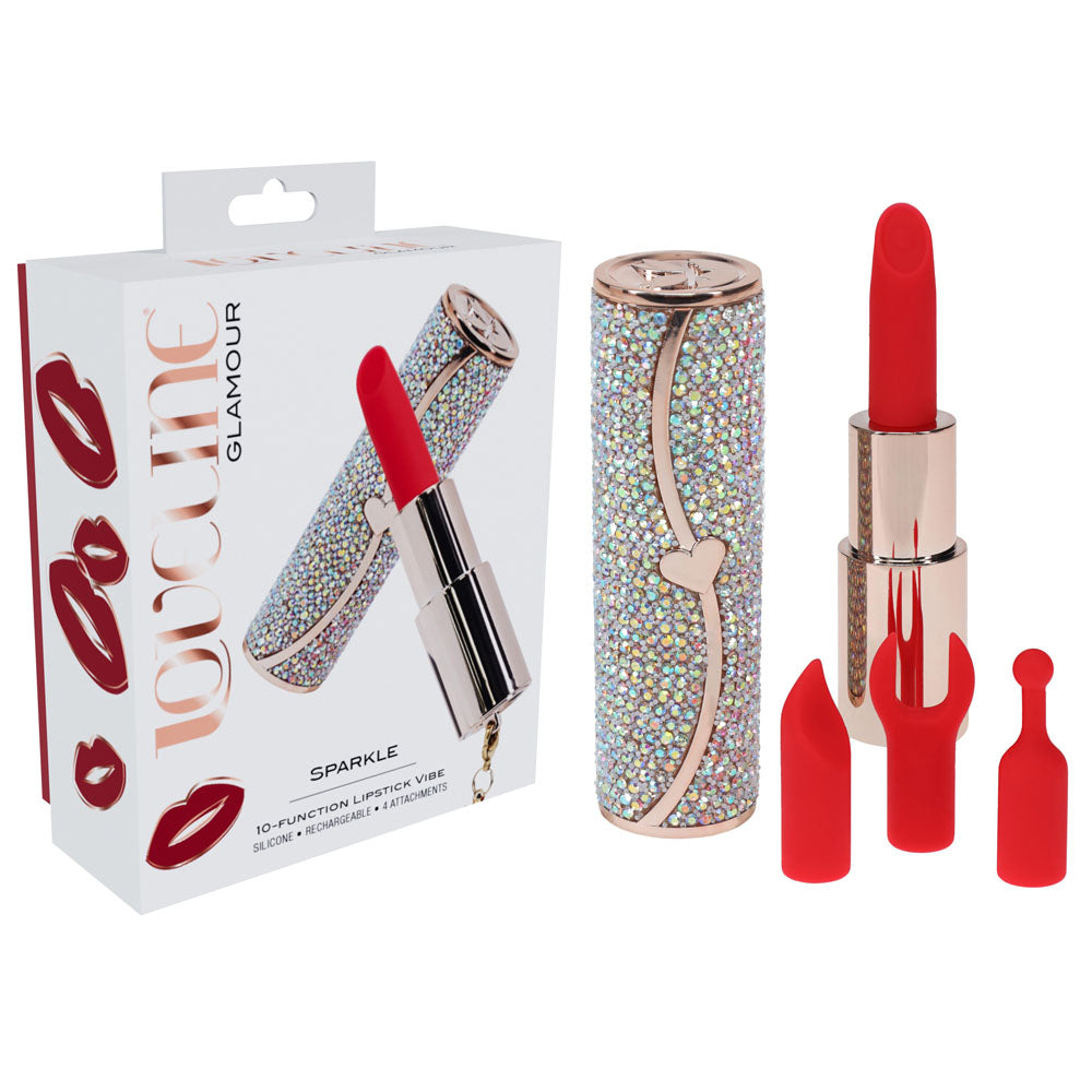 LOVELINE Sparkle - Red 8.3 cm USB Rechargeable Lipstick Vibrator