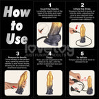 Aerosx 10 Inch Dual Density Inflatable Dildo - Gold/Blue 33 cm Inflatable Fantasy Dildo