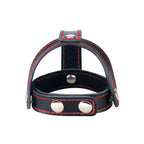 Bondage Fetish T-Style Leather Cock Ring with Ball Divider - Black Cock Ring