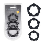 LEVELZ Beaded Silicone Cock Ring Set of 3 - Black - Black Cock Rings - Set of 3 Sizes