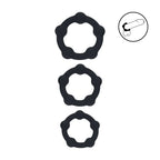 LEVELZ Beaded Silicone Cock Ring Set of 3 - Black - Black Cock Rings - Set of 3 Sizes