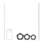 LEVELZ Beaded Silicone Cock Ring Set of 3 - Black - Black Cock Rings - Set of 3 Sizes