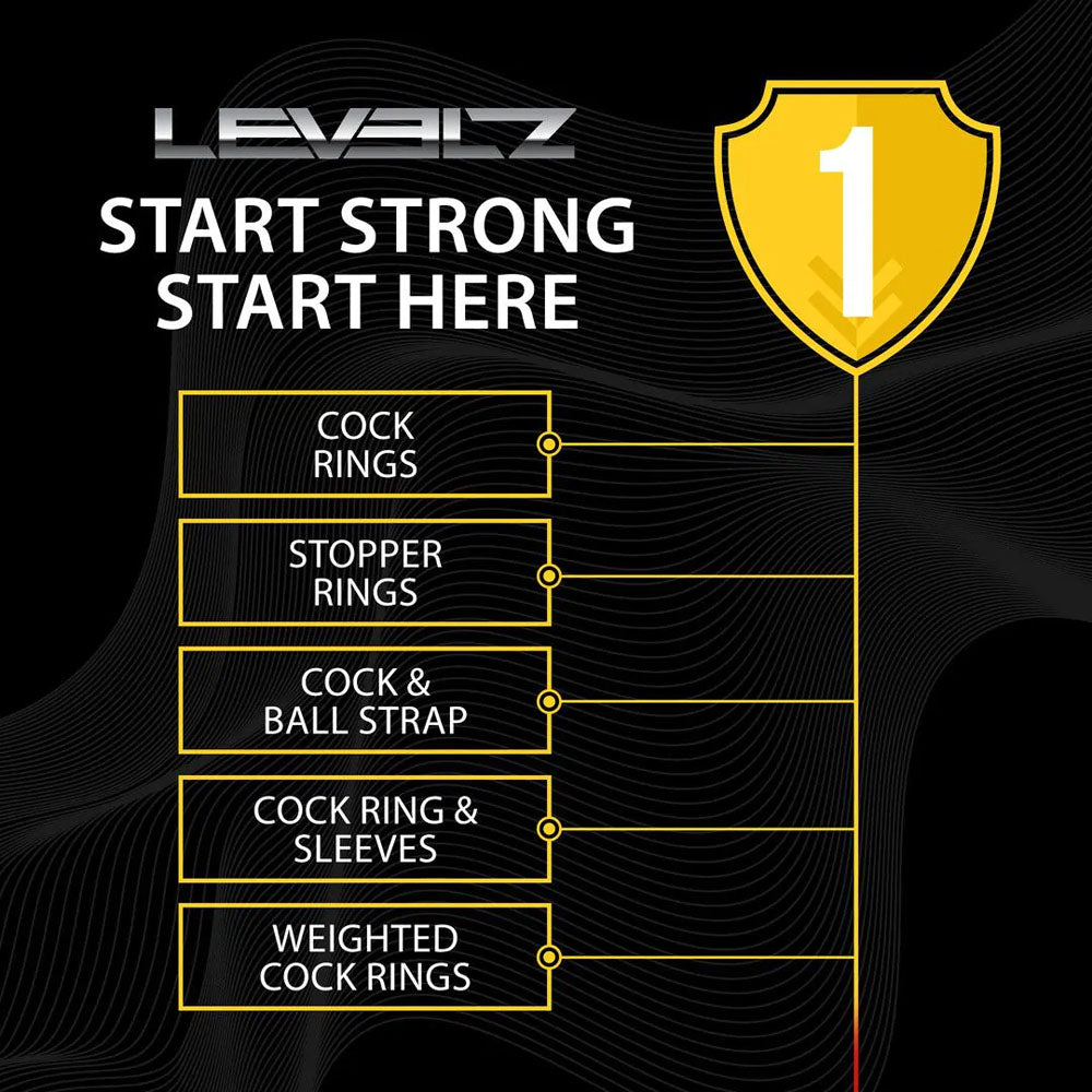 LEVELZ Silicone Cock Ring & Ribbed Sleeve - Black Cock Ring with Sleeve