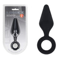 LEVELZ Silicone Anal Plug with Loop - Large - Black Large Butt Plug