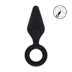 LEVELZ Silicone Anal Plug with Loop - Large - Black Large Butt Plug