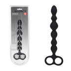 LEVELZ Beaded Silicone Anal Probe with Double Loop - Black 24.5 cm Anal Beads