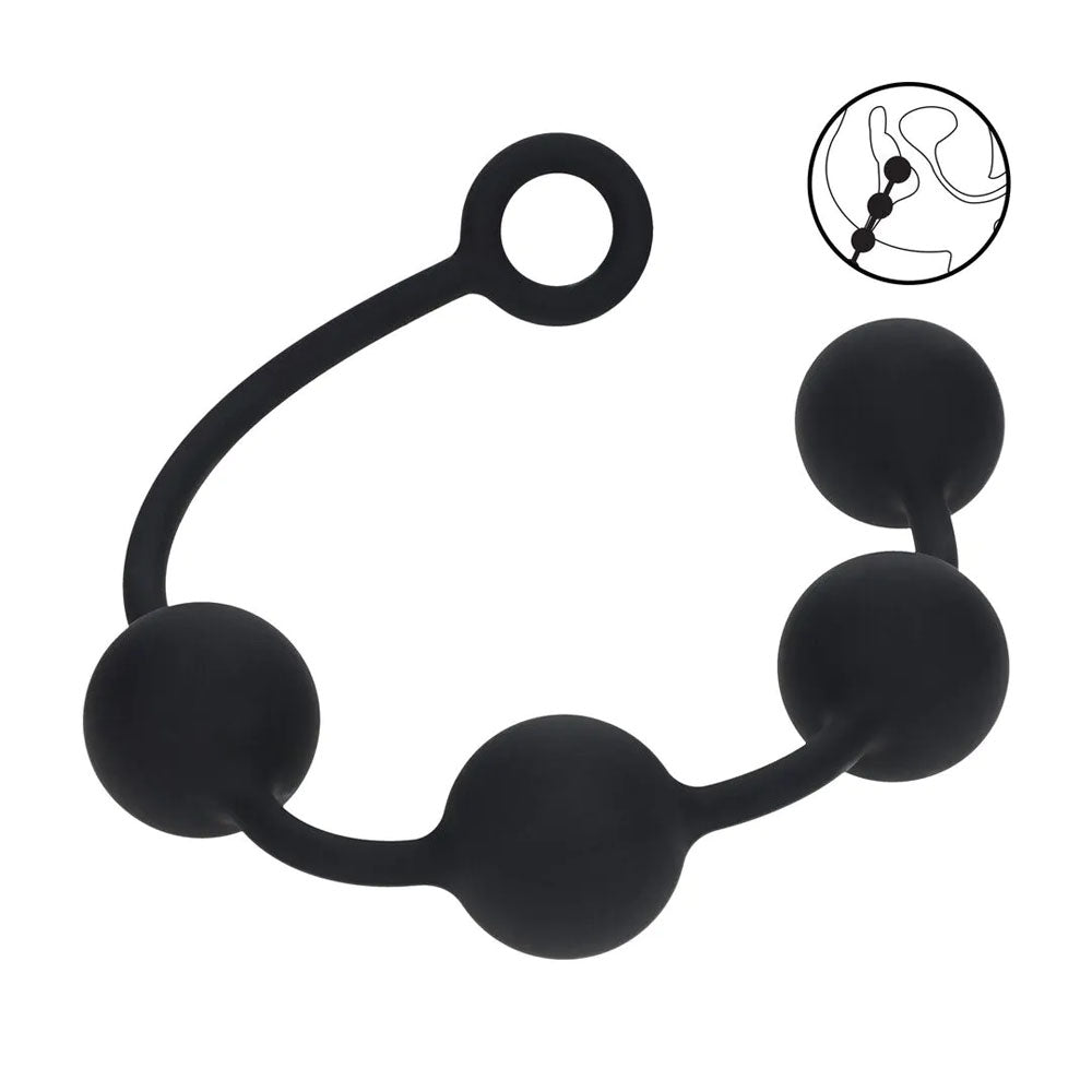 LEVELZ Round Anal Balls - XL - 50mm - Black 46.5 cm XL Anal Beads