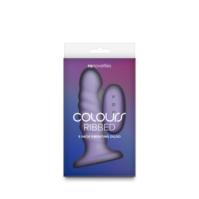 Colours Ribbed - 5'' Vibrating Dildo - Purple - Purple 14.5 cm USB Rechargeable Vibrating Dildo with Wireless Remote