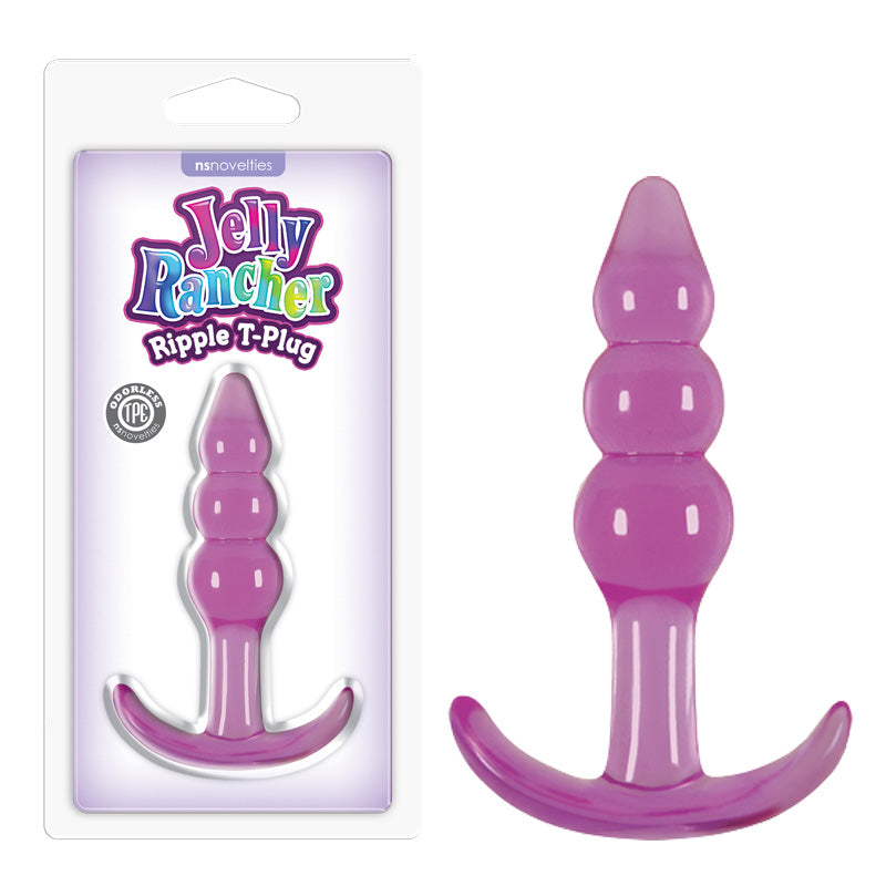 Jelly Rancher Ripple T-Plug - Purple - Purple 10.9 cm (4.3'') Butt Plug