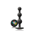 Glams Ripple - Rainbow Gem - Black - Black 11.4 cm Butt Plug with Rainbow Gem Base