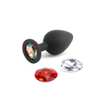Glams Xchange Round - Medium - Black Medium Butt Plug with Interchangeable Round Gems