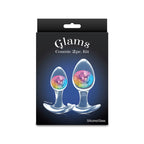 Glams Cosmic 2pc Kit - Rainbow - Clear/Rainbow Butt Plugs - Set of 2 Sizes